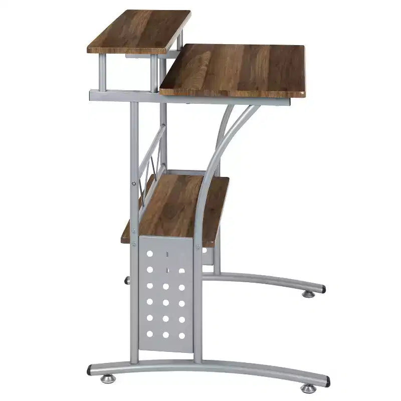 Emma and Oliver Computer Desk with Top and Lower Storage Shelves
