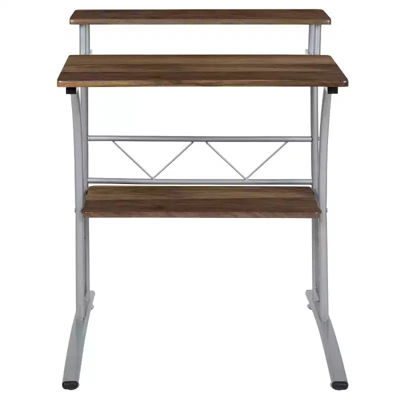 Emma and Oliver Computer Desk with Top and Lower Storage Shelves
