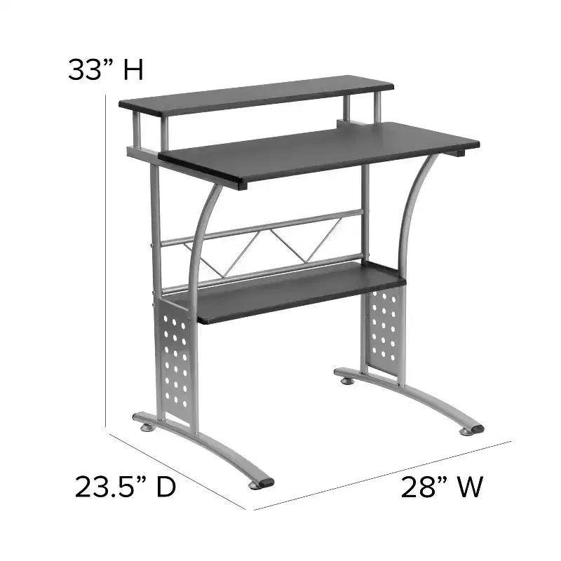 Emma and Oliver Computer Desk with Top and Lower Storage Shelves