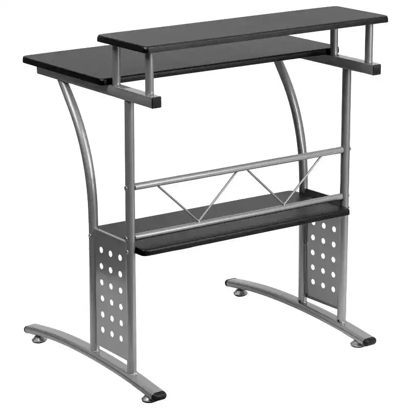 Emma and Oliver Computer Desk with Top and Lower Storage Shelves
