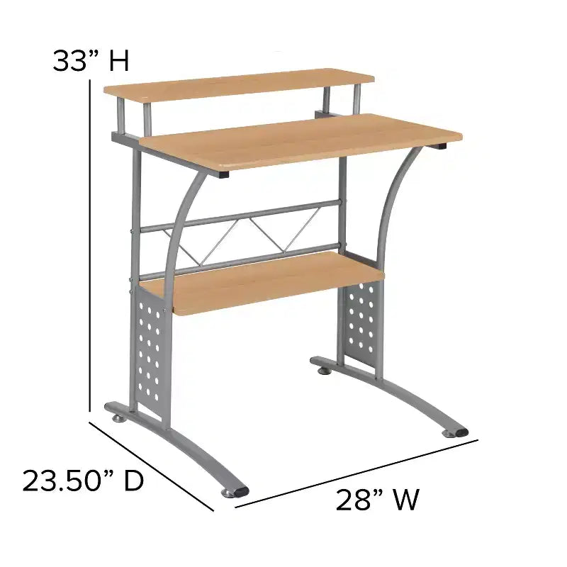 Emma and Oliver Computer Desk with Top and Lower Storage Shelves