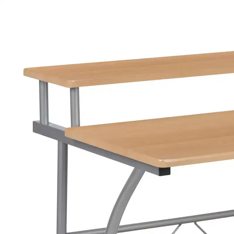 Emma and Oliver Computer Desk with Top and Lower Storage Shelves