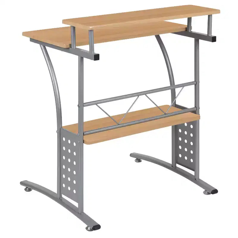 Emma and Oliver Computer Desk with Top and Lower Storage Shelves
