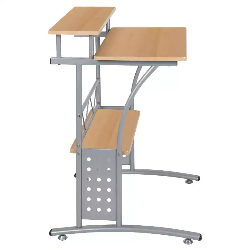 Emma and Oliver Computer Desk with Top and Lower Storage Shelves