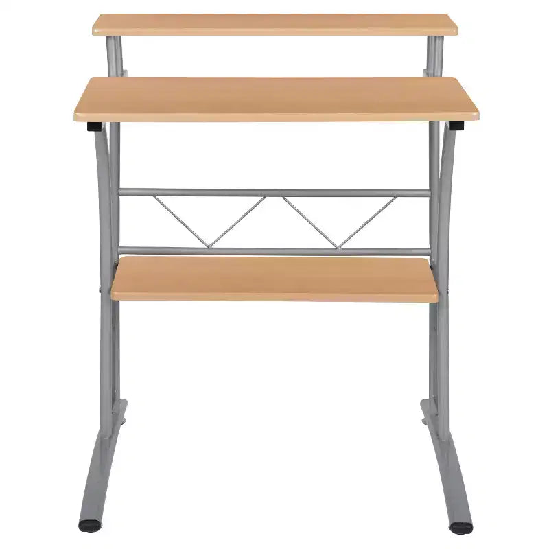 Emma and Oliver Computer Desk with Top and Lower Storage Shelves