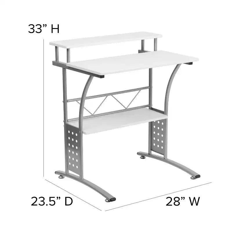 Emma and Oliver Computer Desk with Top and Lower Storage Shelves