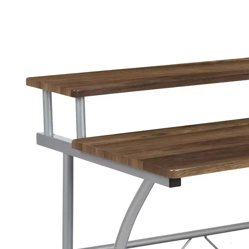 Emma and Oliver Computer Desk with Top and Lower Storage Shelves