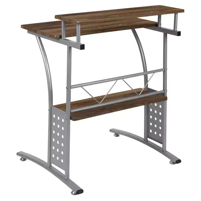Emma and Oliver Computer Desk with Top and Lower Storage Shelves
