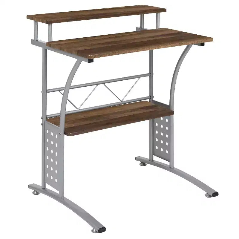 Emma and Oliver Computer Desk with Top and Lower Storage Shelves