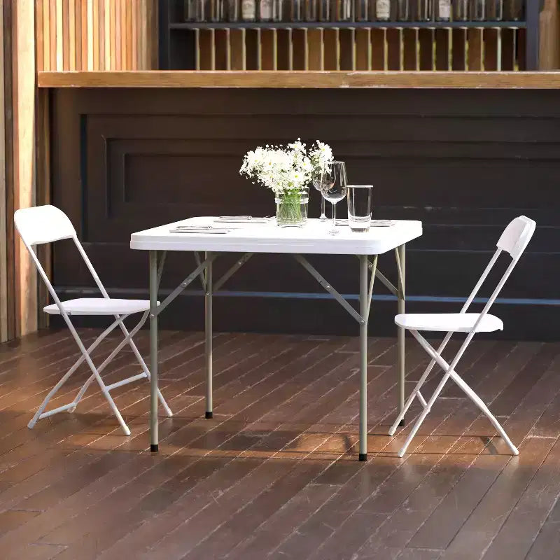 34.25 Square Granite White Plastic Folding Table - Event Folding Table