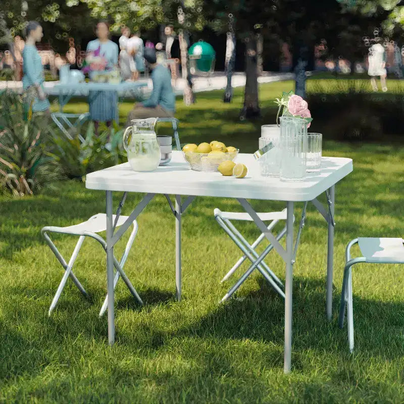 34.25 Square Granite White Plastic Folding Table - Event Folding Table