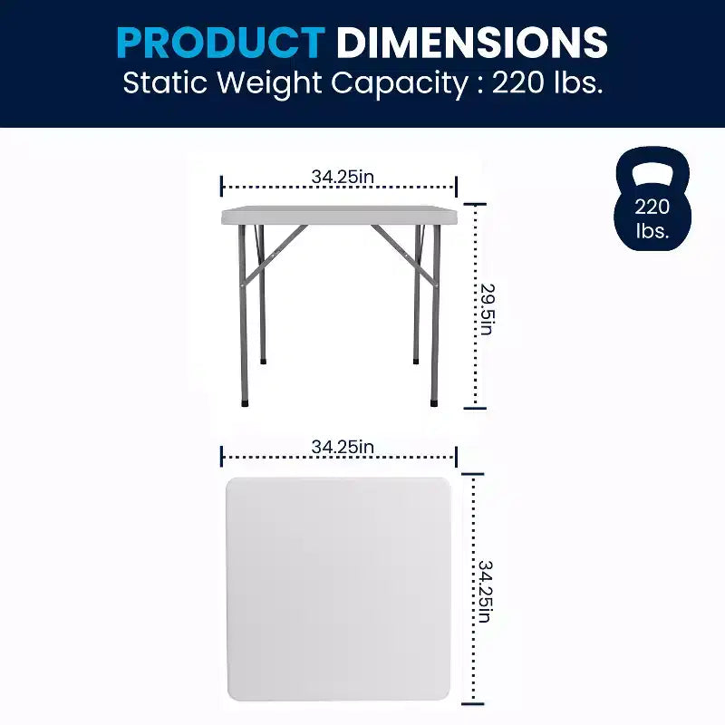 34.25 Square Granite White Plastic Folding Table - Event Folding Table
