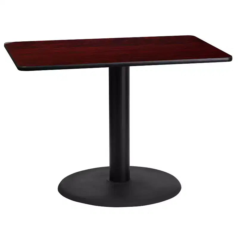 24x42 Rectangular Laminate Table with 24 Round Table Base