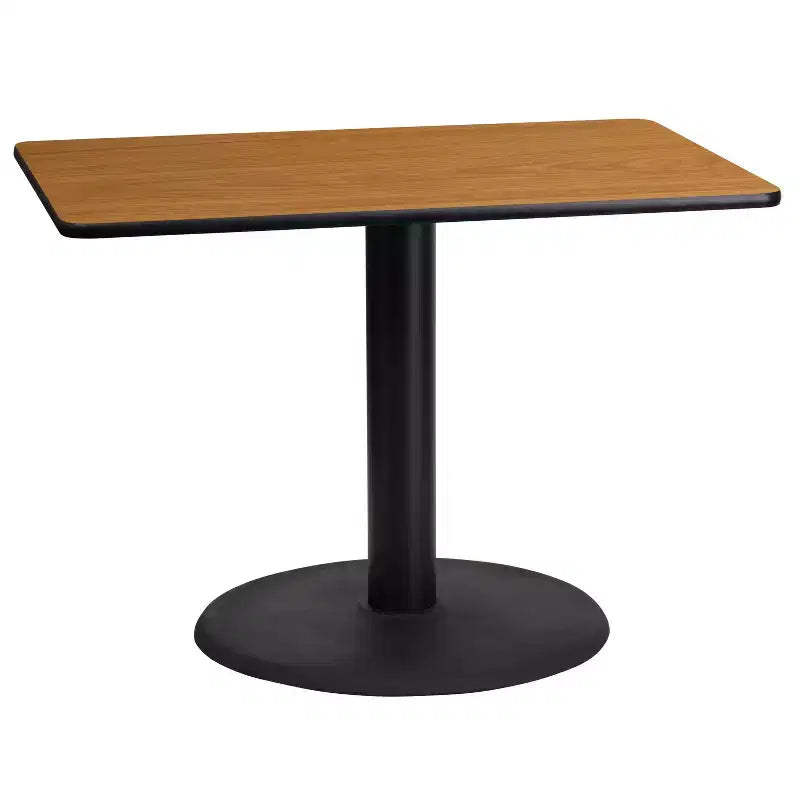 24x42 Rectangular Laminate Table with 24 Round Table Base