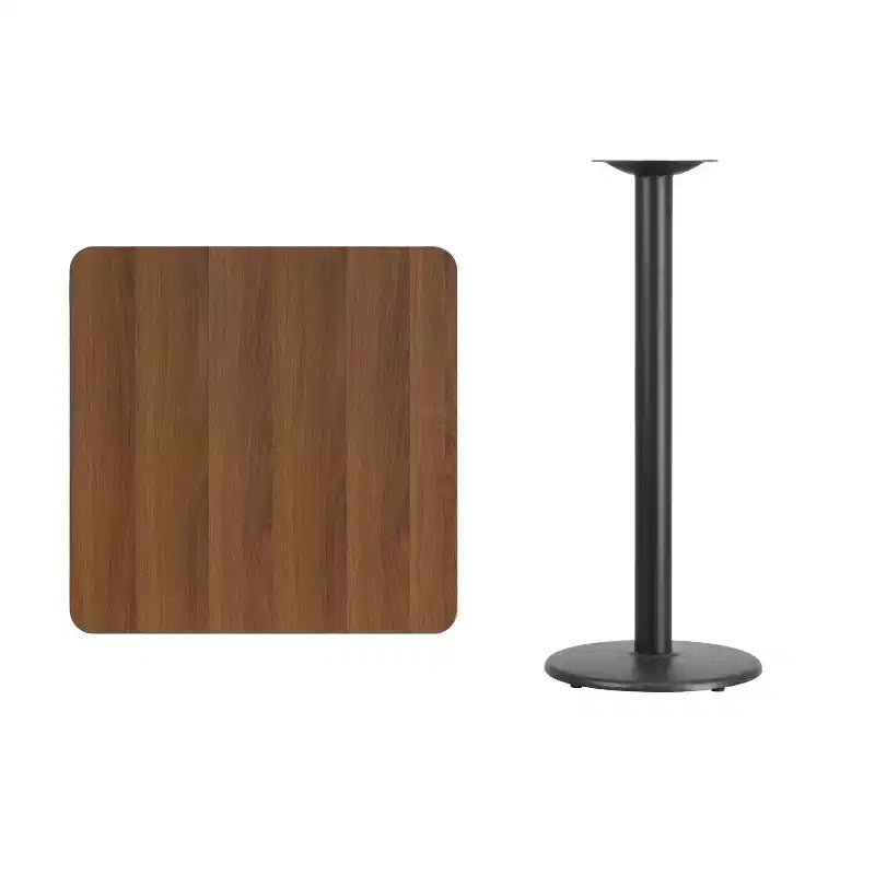 30 Square Laminate Table Top with 18 Round Bar Height Table Base