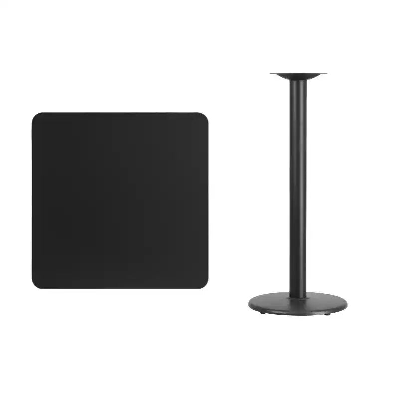 30 Square Laminate Table Top with 18 Round Bar Height Table Base