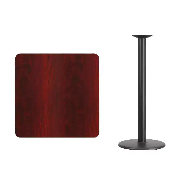 30 Square Laminate Table Top with 18 Round Bar Height Table Base