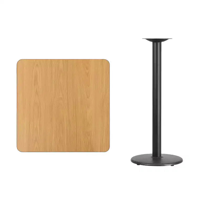 30 Square Laminate Table Top with 18 Round Bar Height Table Base