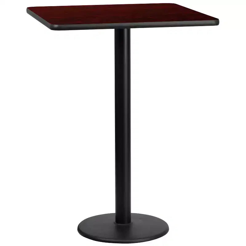 30 Square Laminate Table Top with 18 Round Bar Height Table Base