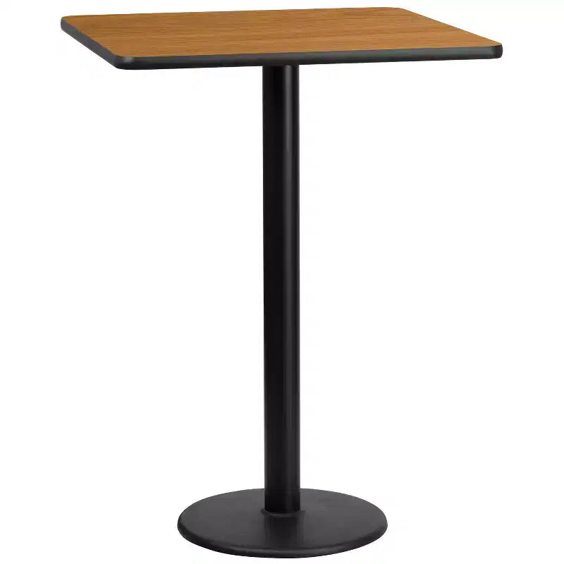 30 Square Laminate Table Top with 18 Round Bar Height Table Base