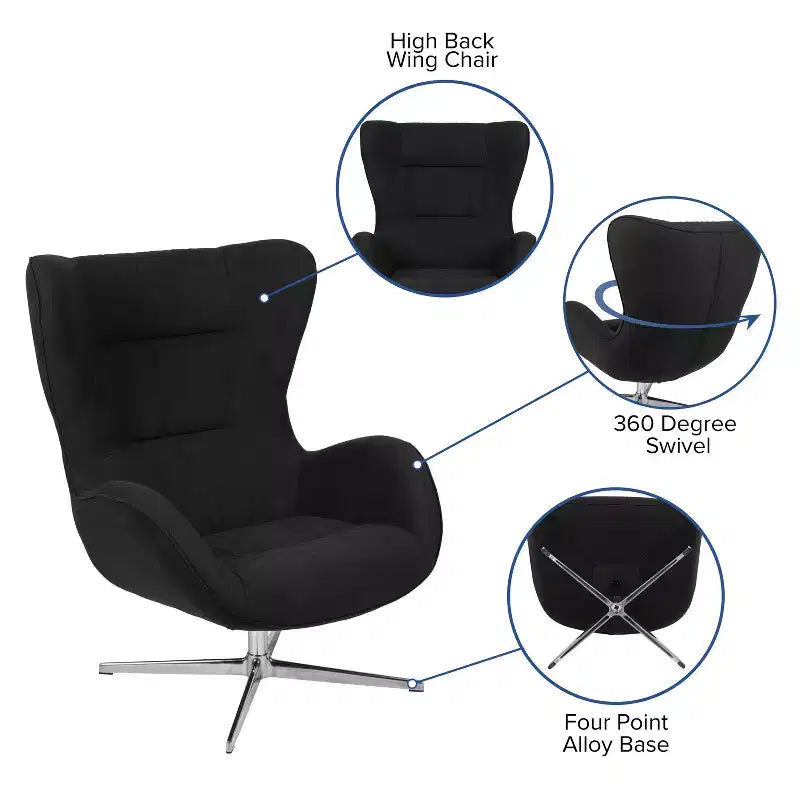 Home and Office Retro Swivel Wing Accent Chair