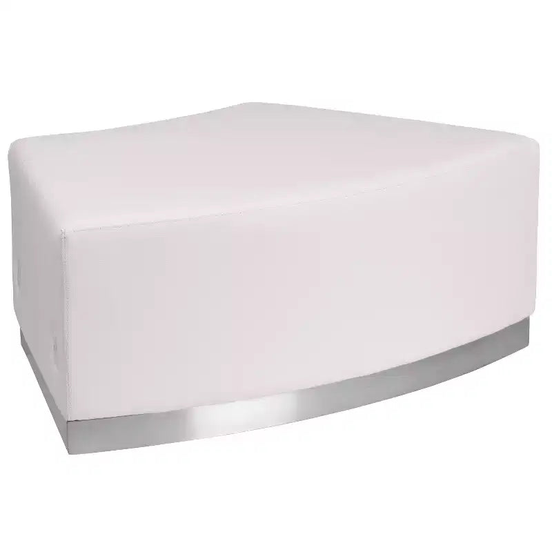 Modular Backless Convex Chair with Brushed Stainless Steel Base