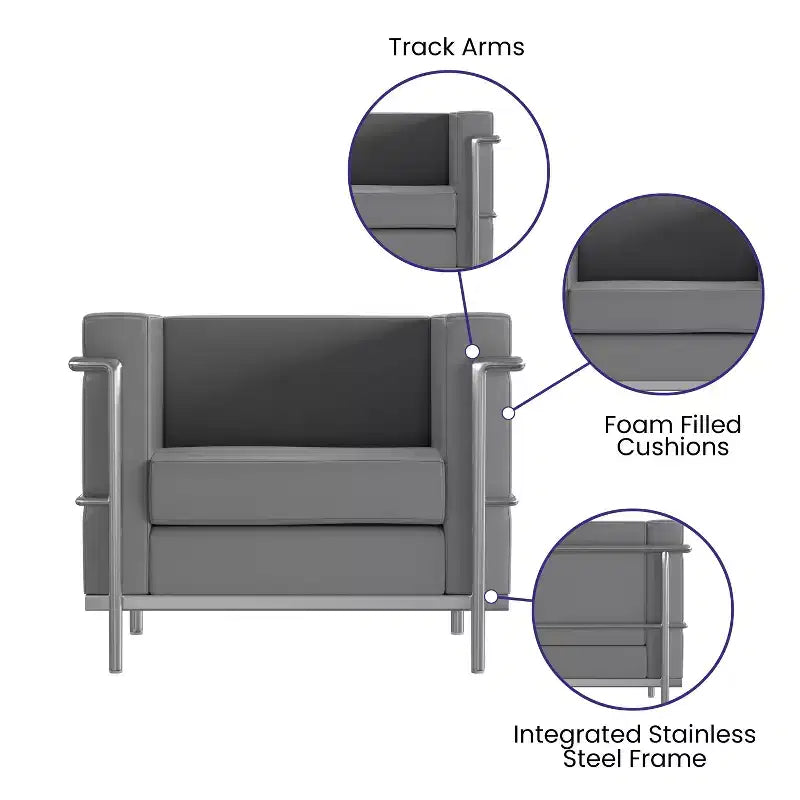 Contemporary LeatherSoft Chair with Double Bar Encasing Frame