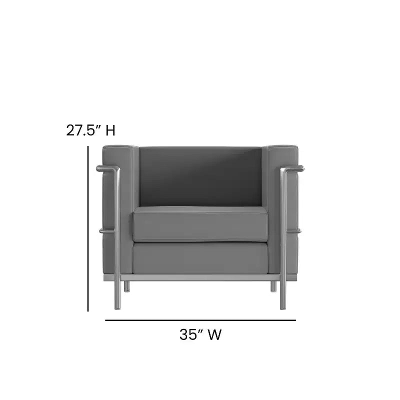 Contemporary LeatherSoft Chair with Double Bar Encasing Frame