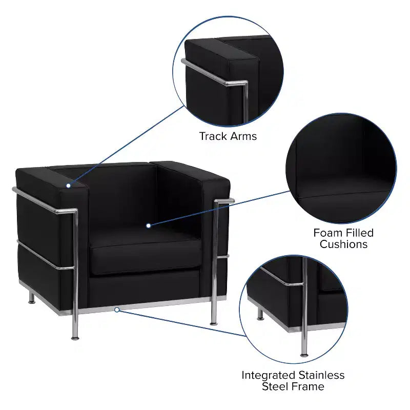 Contemporary LeatherSoft Chair with Double Bar Encasing Frame
