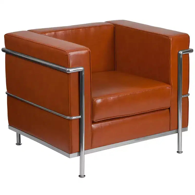 Contemporary LeatherSoft Chair with Double Bar Encasing Frame