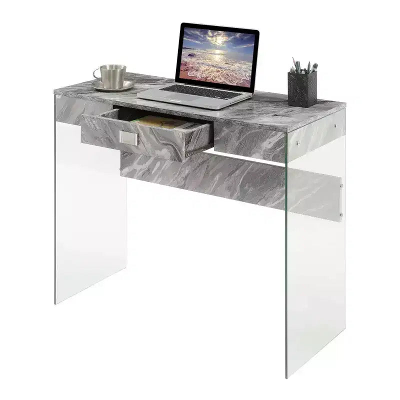 Glass Desk with Drawer