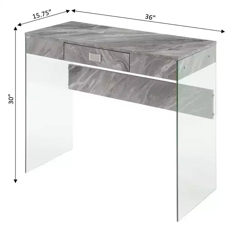 Glass Desk with Drawer
