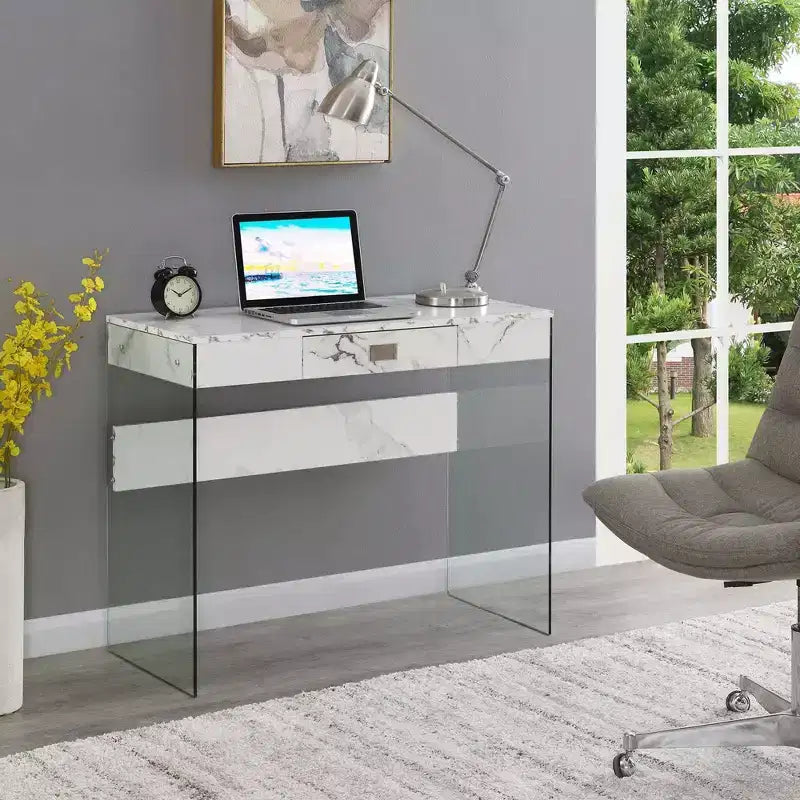 Glass Desk with Drawer