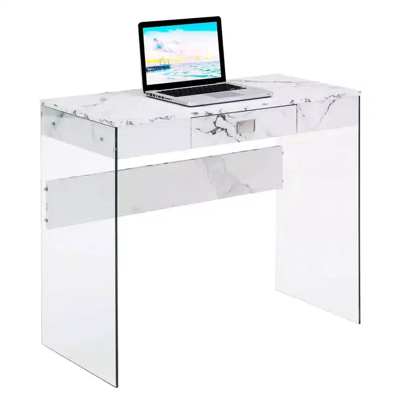 Glass Desk with Drawer