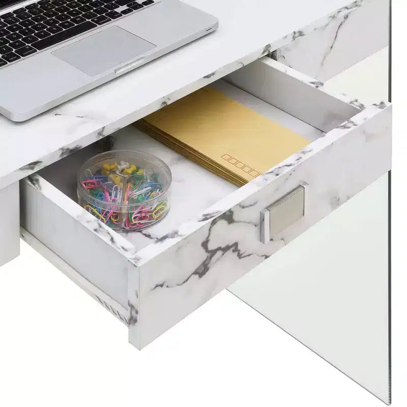 Glass Desk with Drawer