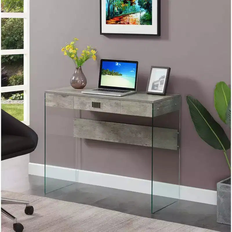 Glass Desk with Drawer