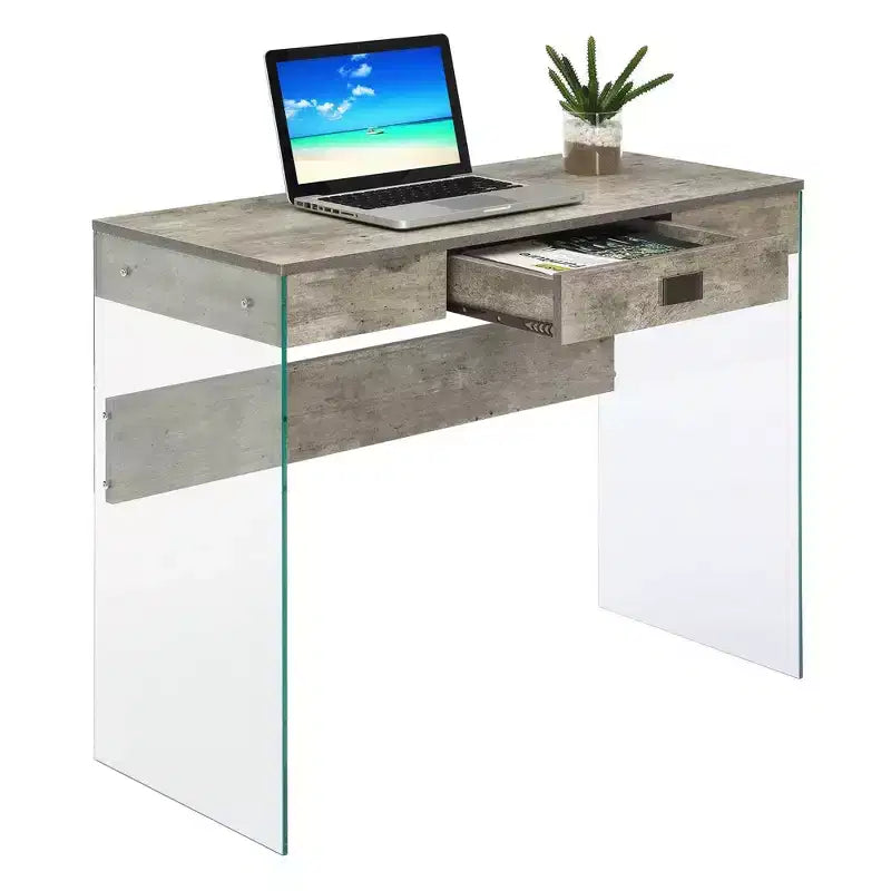 Glass Desk with Drawer