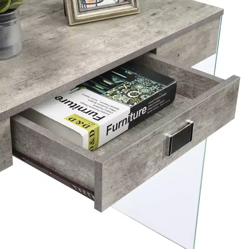 Glass Desk with Drawer