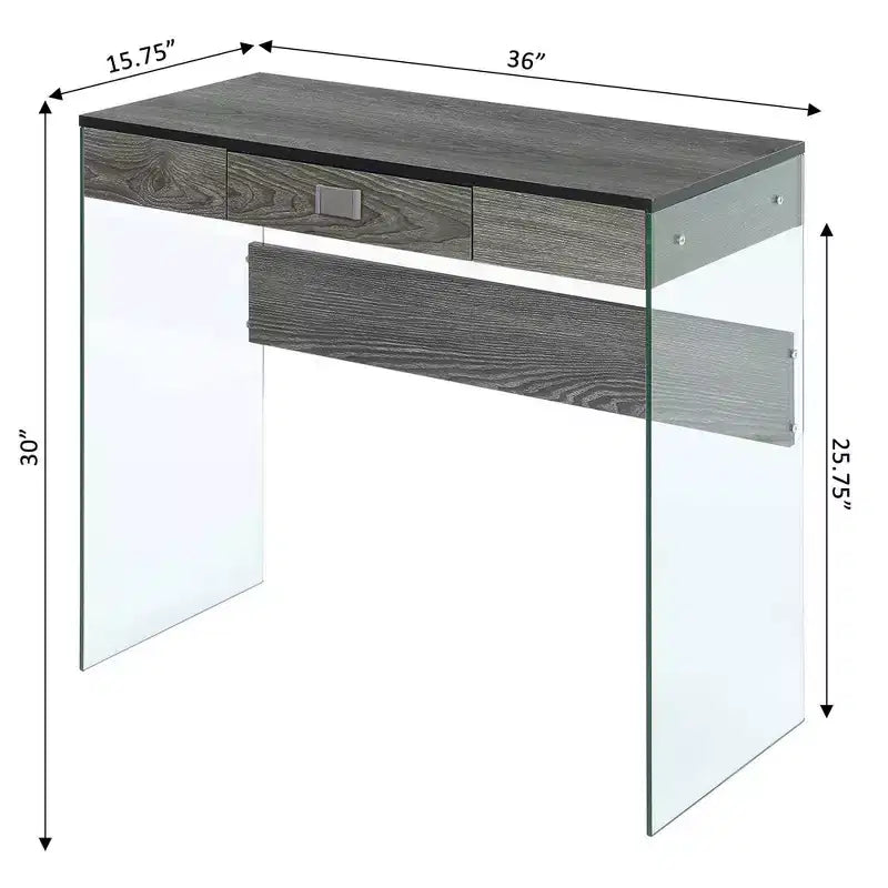 Glass Desk with Drawer