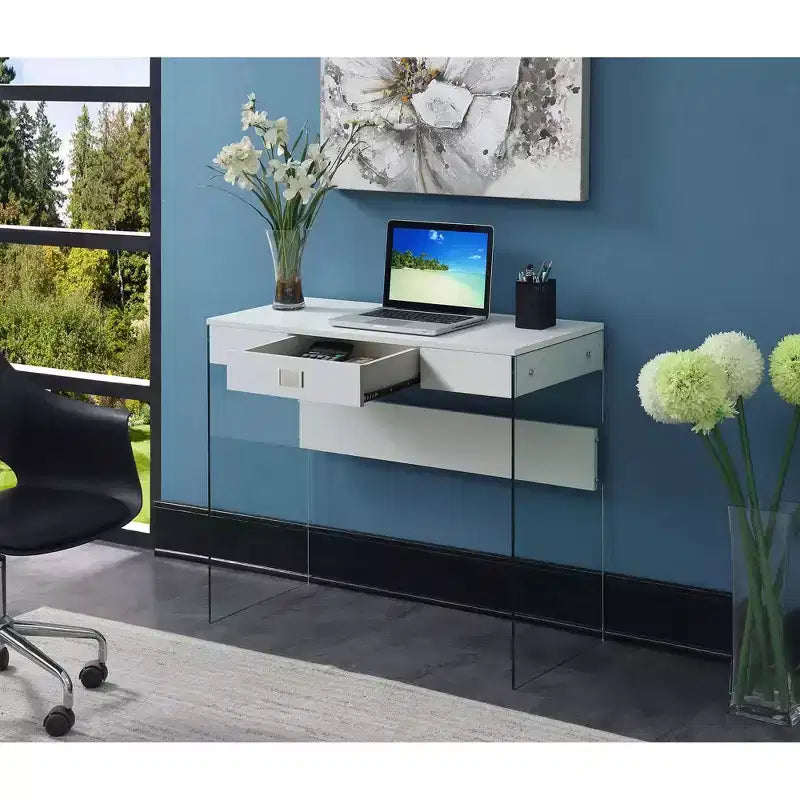 Glass Desk with Drawer