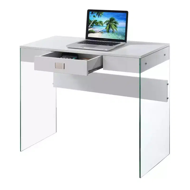 Glass Desk with Drawer