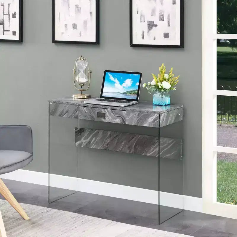 Glass Desk with Drawer